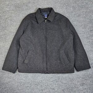 GAP Vintage 90s Mens XL Wool Blend Quilted Harrington Jacket Charcoal Gray HOL99